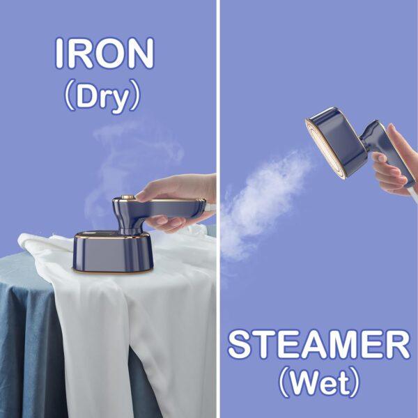Travel Steamer Iron for Clothes Mini - Portable Ironing Machine Travel Small Size Portable Steam Travel College Dorm Home Essentials Steamer for Clothes (Blue) - Image 5