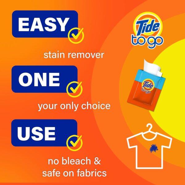 Tide Stain Remover for Clothes, Tide To Go Wipes, Instant Stain Remover for Clothes, Travel & Pocket Size, 20 Count - Image 5