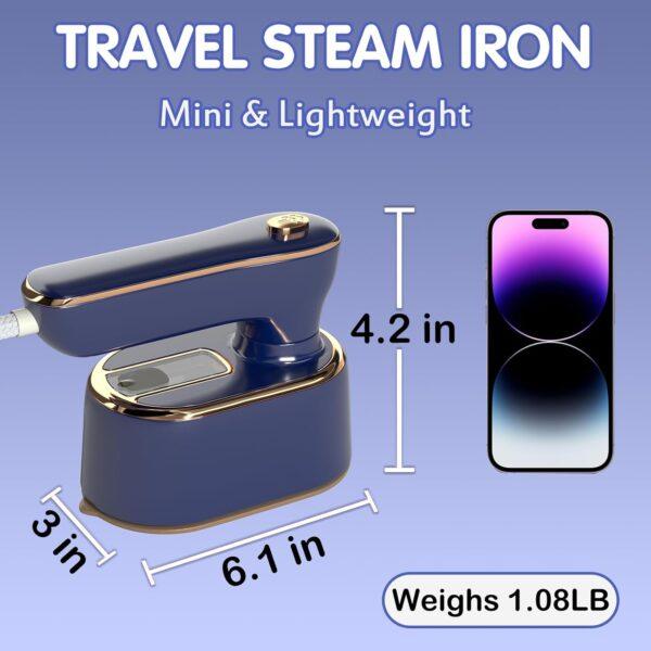 Travel Steamer Iron for Clothes Mini - Portable Ironing Machine Travel Small Size Portable Steam Travel College Dorm Home Essentials Steamer for Clothes (Blue) - Image 6