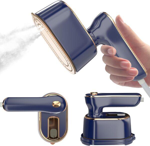 Travel Steamer Iron for Clothes Mini - Portable Ironing Machine Travel Small Size Portable Steam Travel College Dorm Home Essentials Steamer for Clothes (Blue)