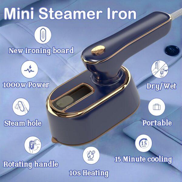 Travel Steamer Iron for Clothes Mini - Portable Ironing Machine Travel Small Size Portable Steam Travel College Dorm Home Essentials Steamer for Clothes (Blue) - Image 3