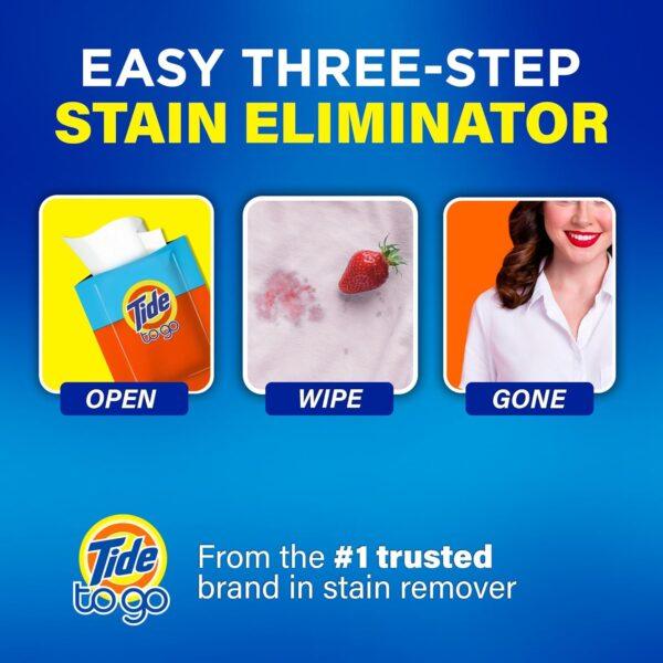 Tide Stain Remover for Clothes, Tide To Go Wipes, Instant Stain Remover for Clothes, Travel & Pocket Size, 20 Count - Image 2