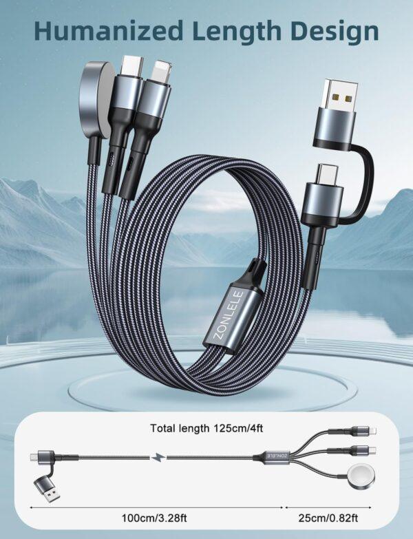Charger Cable for Apple Watch Upgraded 3 in 2 iPhone Watch Charger USB C Multi Charging Cable Compatible with iWatch Ultra/SE/10/9/8/7/6/5/4/3/2/1 & iPhone 16/15/14/13/12/11/Galaxy S23-4FT - Image 8