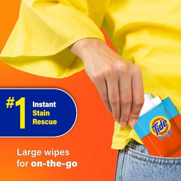 Tide Stain Remover for Clothes, Tide To Go Wipes, Instant Stain Remover for Clothes, Travel & Pocket Size, 20 Count - Image 4