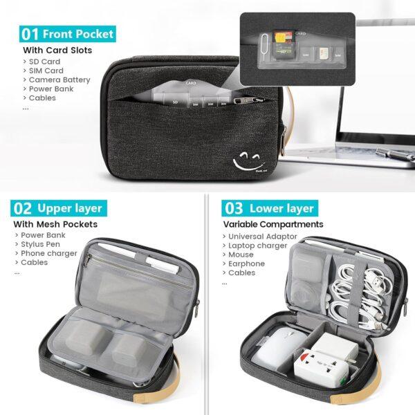 Travelkin Cord Organizer Travel, Electronic Organizer Travel Case, Cable Organizer Bag For Cords,Chargers Phone, Sd Card,Usbs (Black) - Image 6